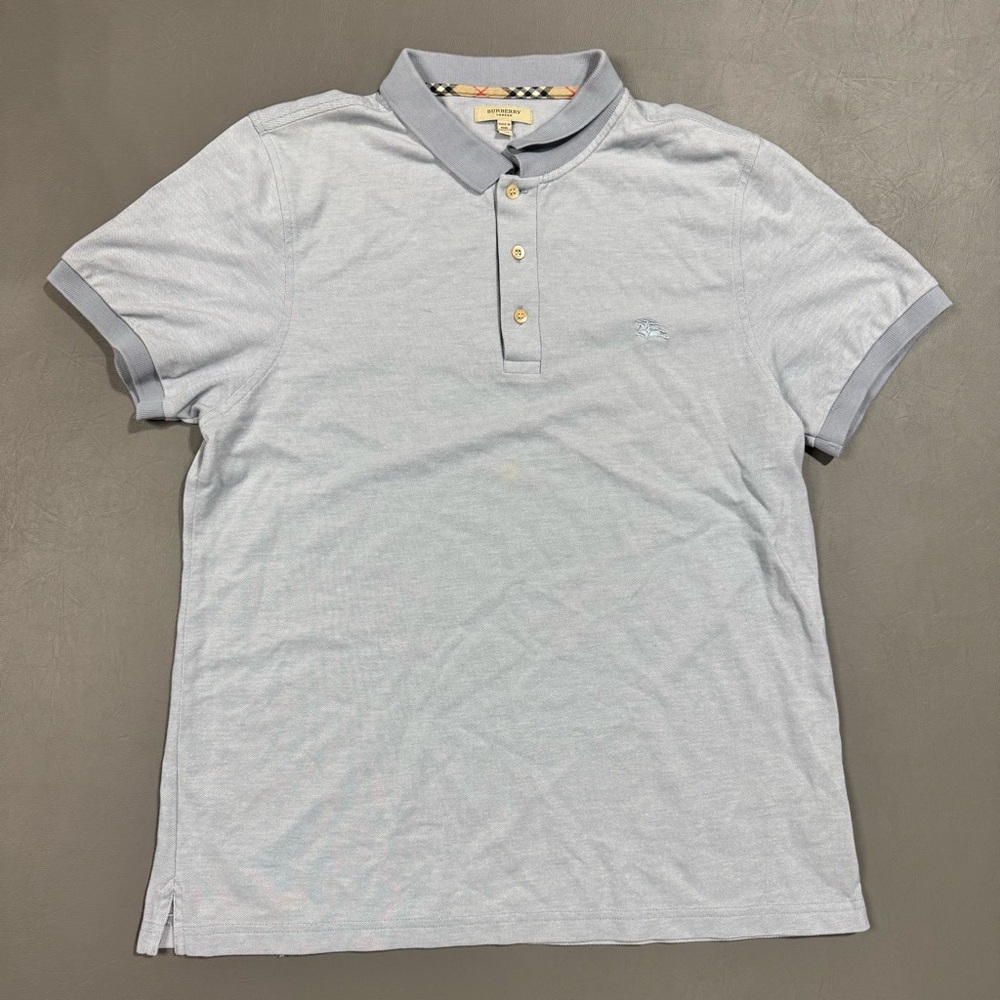 Burberry London Polo Shirt Gray XXL Fits M/L 21x28 Nova Check